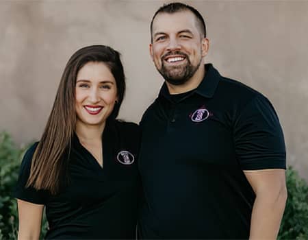 Thompson Security owners Justin Thompson, and Elisabeth Thompson from left to right