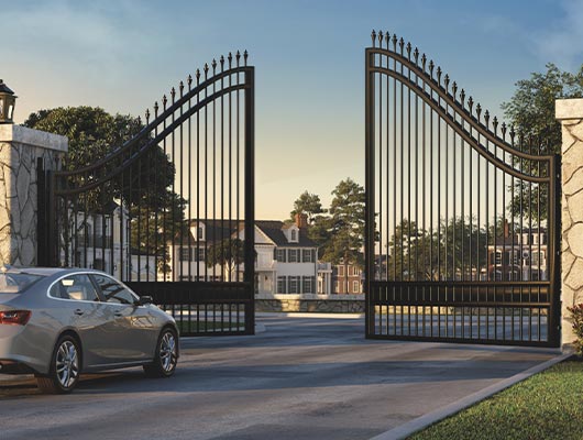 Smart gate control system installed on a large iron gate