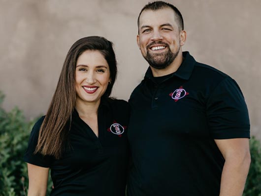 Thompson Security owners Justin Thompson, and Elisabeth Thompson from left to right