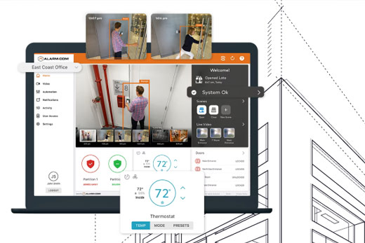 Alarm.com dashboard for business security