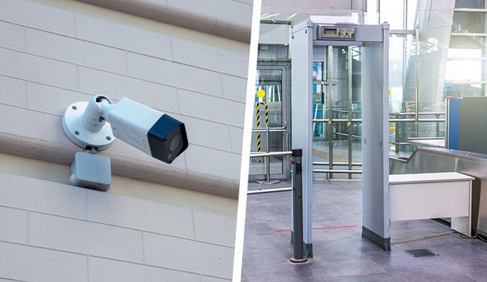 collage of security camera and metal detector