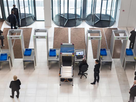 Installed metal detector in commercial building