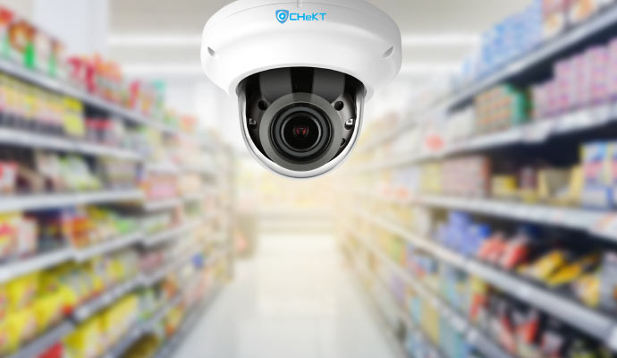 An installed CHeKT AI camera in a retail store