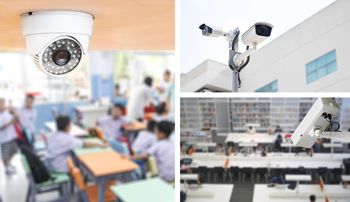 Security camera in school, municipal and library