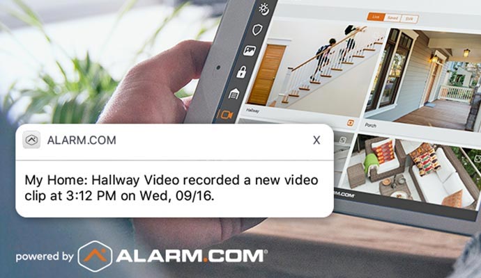 Alarm.com smart notification system for security camera