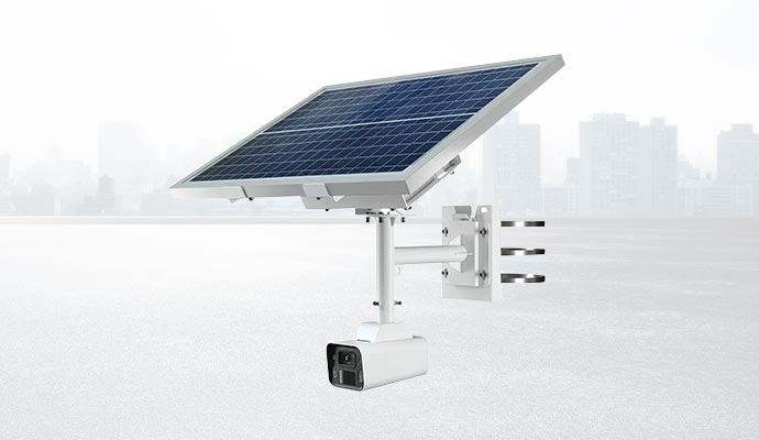 A solar-powered security camera with solar panel